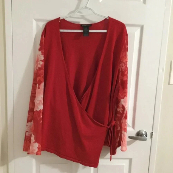 INC Womens Plus Flare Sleeve V-Neck Wrap Top Sz 3 X - Picture 1 of 8